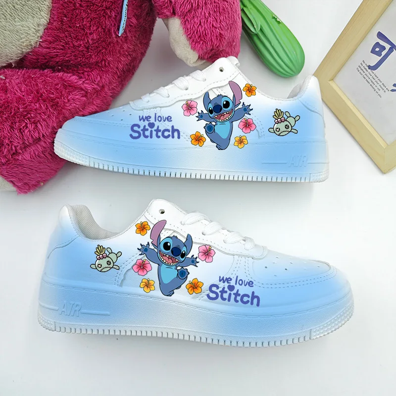 Kawaii Disney Anime Mandarin Duck Sports Shoes Cute Stitch Cartoon Casual Fashion Antiskid Soft Sole Board Shoes Gifts for Girls