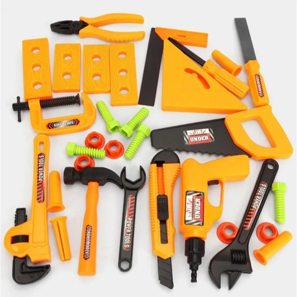 40-56-58pcs-children's-play-repair-tool-set-play-screw-electric-drill-pretend-tools-kit-plastic-construction-with-screwdrivers