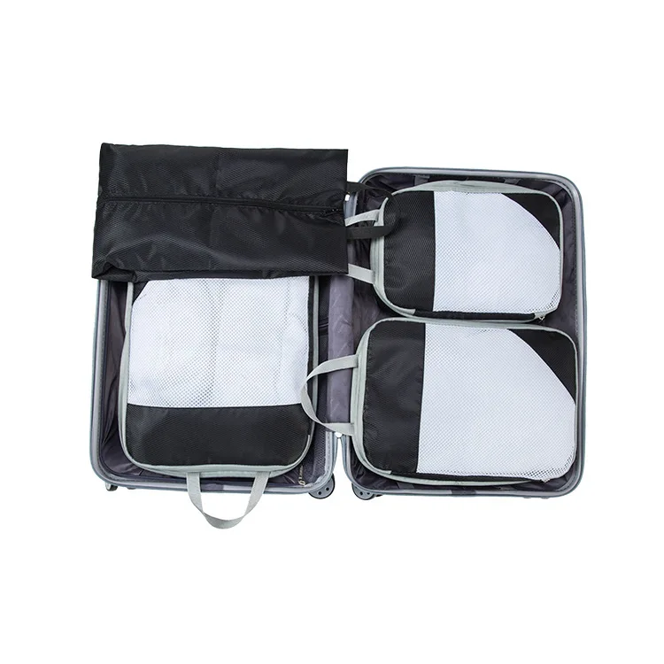 4pcs Travel Storage Bag Set Portable Luggage Organizer Compression Packing Bags for Clothes Underwear Shoes