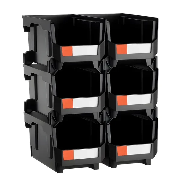 

Пластиковые штабелируемые контейнеры для хранения, 14,8 x 8,5 x 7,1 дюйма (6 штук в упаковке), пластиковые контейнеры для организации и хранения вещей в шкафу