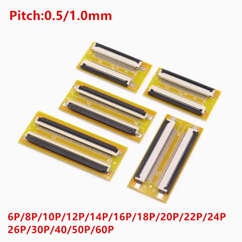 FFC FPC 0.5mm 1.0mm Flexible Flat Cable Lengthen Extension Board Adapter Board 4P 5P 6P 8P 10P 12P 16P 20P 24P 30P 40P 50P 60P