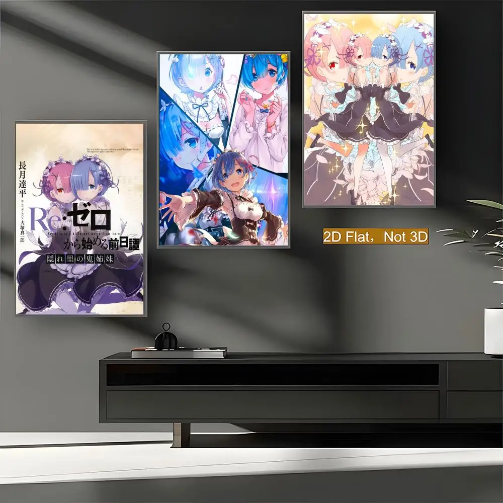 Re Zero Rem Anime Poster Premium PP Wall Decal - Peel & Stick, HD Print, Waterproof Home Decor