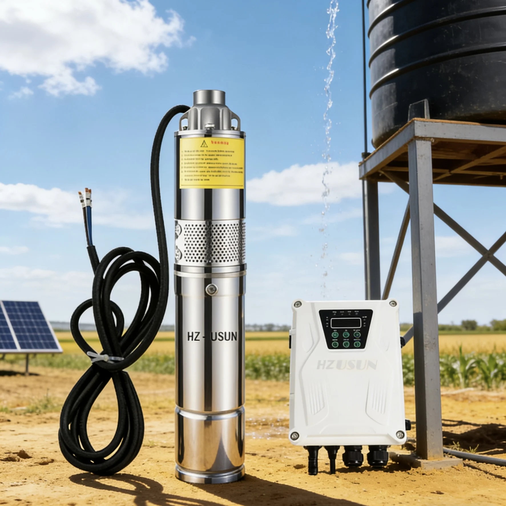 Max 100m Helical Solar Screw Water Pump DC 24V Solar Water Pumping Machine with MPPT Controller Well Solar Pumps for Agriculture