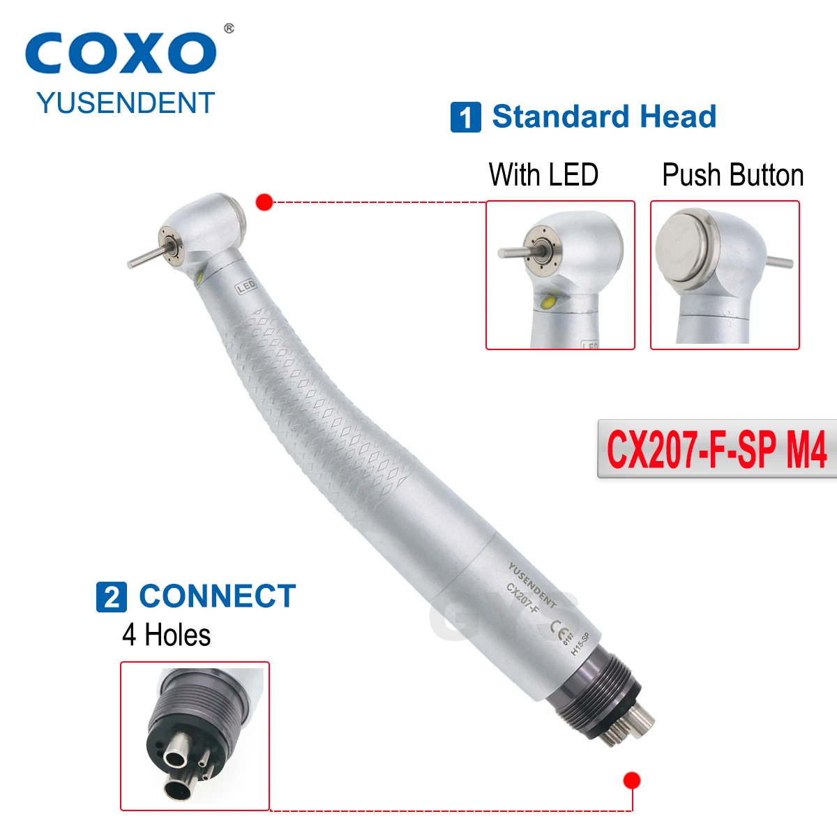 COXO szybka prostnica CX207 z 2/4 otworami turbina dentystyczna rączki LED E Generator standardowy łącznik turbin powietrznych pasuje do NSK KAVO