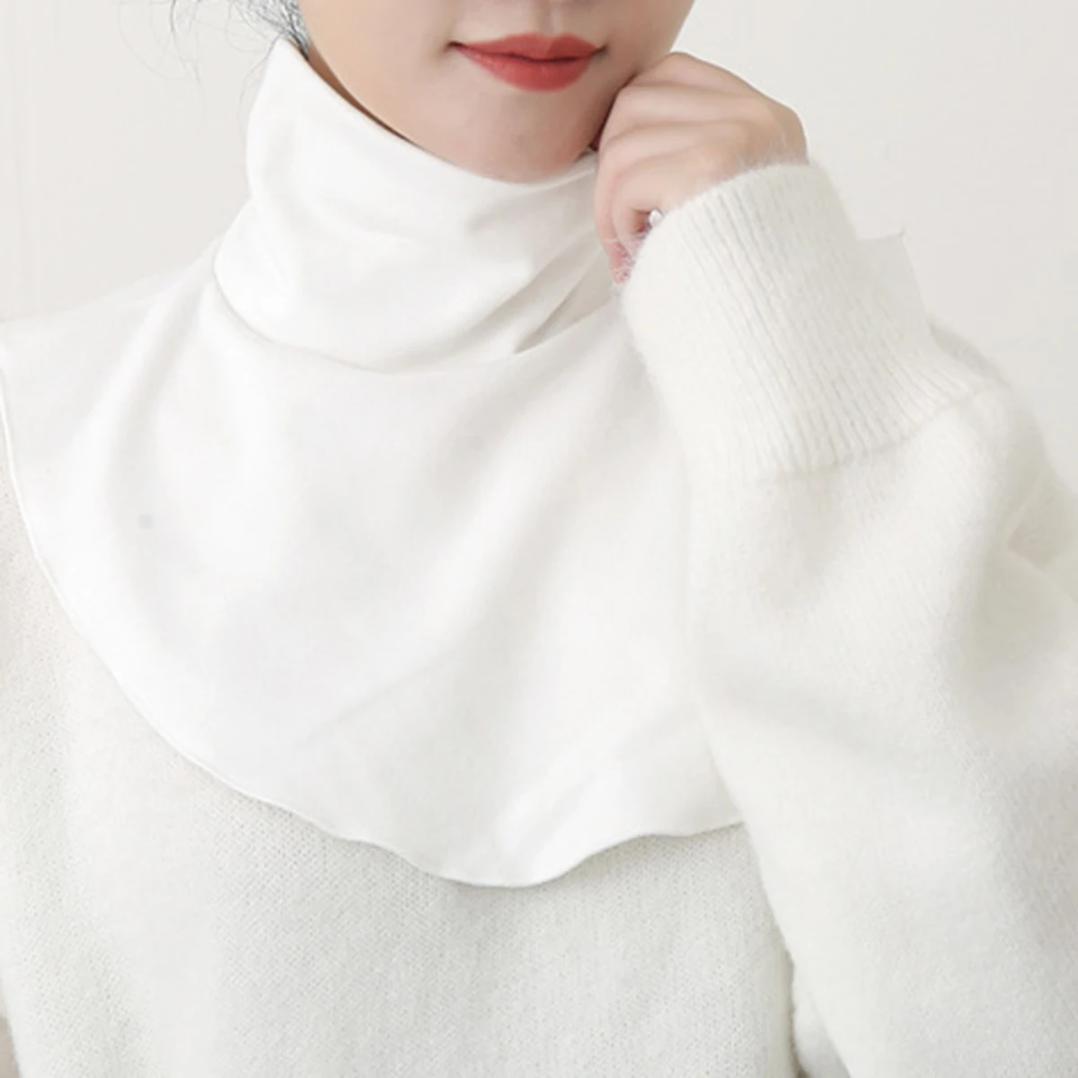 Women Muslim Modal Turtleneck Fake Collars Islamic Hijab Elastic Solid Color Mock Neck Cover Half Top Accessory