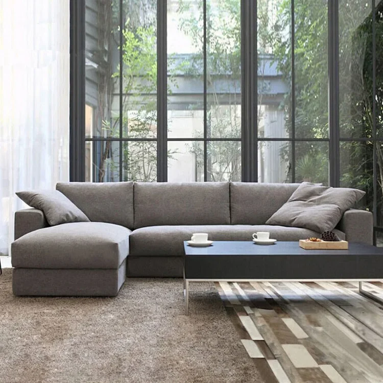 Corner fabric sofa combination Modern simple large, medium and small apartment latex sofa removable and washable