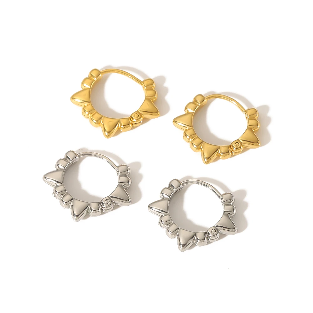 Wasserdichte Vintage-Luxus-Kleine-Ohrringe aus Edelstahl, 18K Vergoldete Creolen für Damen, Trendiger Piercing-Schmuck – Detail 5