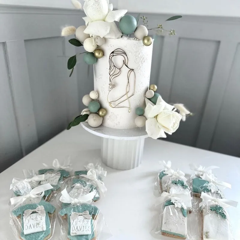 Acryl-Kuchenaufsatz „Mutter-in-Warteschlange“ – Elegante Kunst-Dekoration für schwangere Frauen, Geburtstag, Babyparty, Hochzeit, Kuchendeko-Set – Detail 3