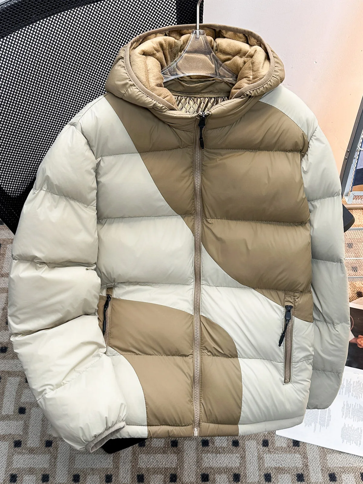 Thickened Hooded Cotton Jacket Youth Fashion Warmth Daily Wear Unisex Winter Coat with Fleece Inner Bread Style Durable Material