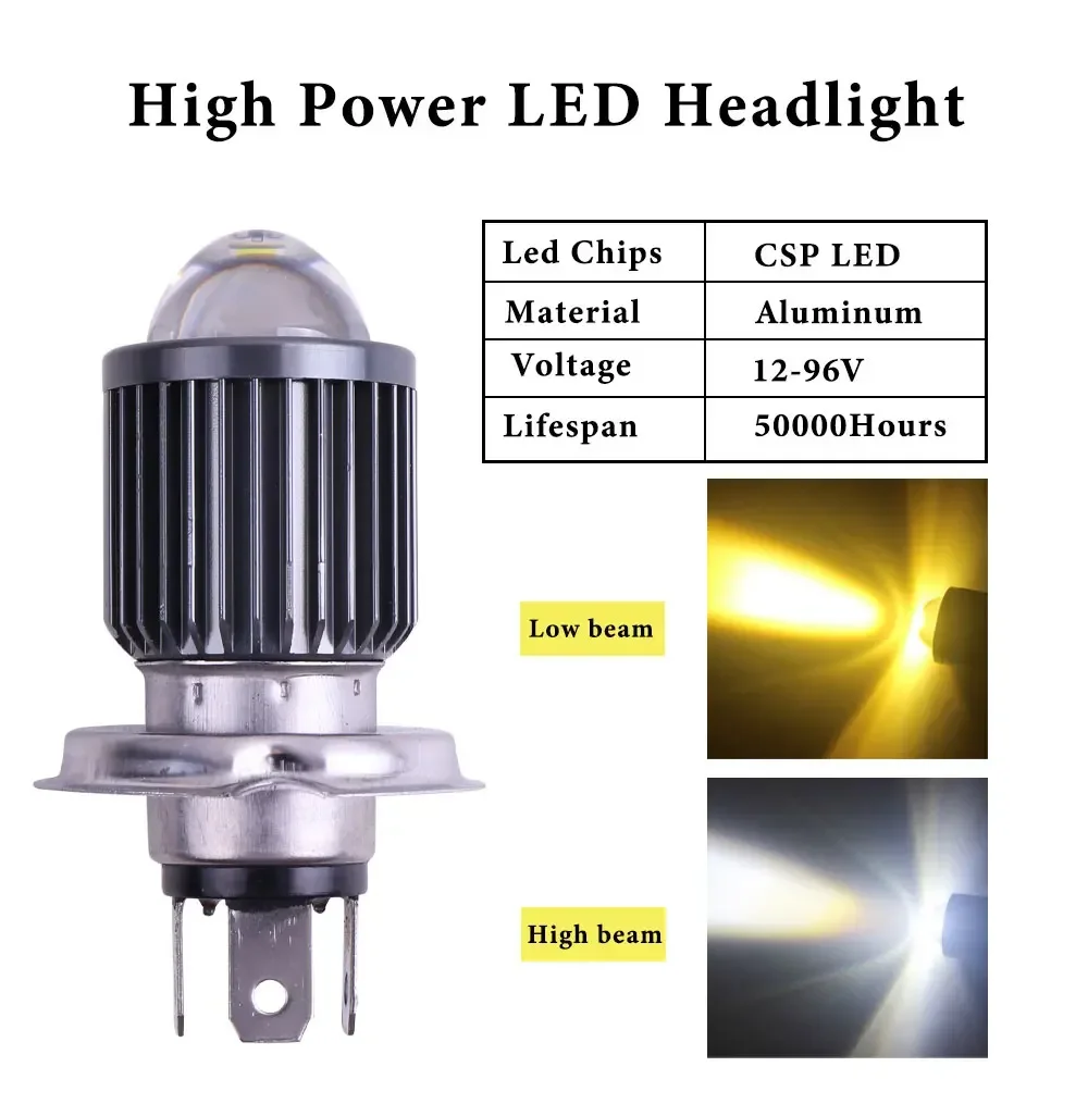 1 قطعة 10000LM H4 LED دراجة نارية المصباح H6 BA20D P15D Led CSP عدسة أبيض أصفر مرحبا لو شعاع دراجة نارية سكوتر تشغيل ضوء