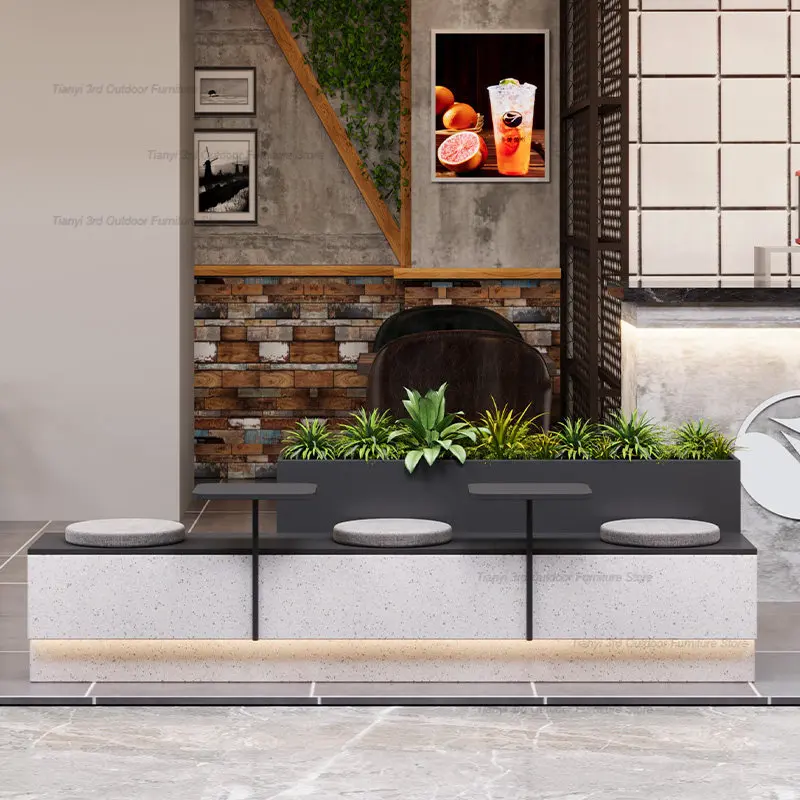 

Italian Minimalist Garden Chair Modern Restaurant Milk Tea Shop Flower Bed Seat Flower Trough Stool Outdoor Furniture FYSS