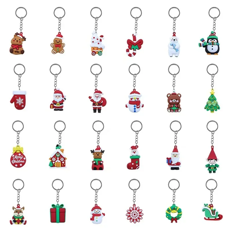 10-100pcs Christmas Elements DIY Keychain, Christmas Elements Pattern Design DIY Key Pendant, Accessory Ornament Backpack Charm