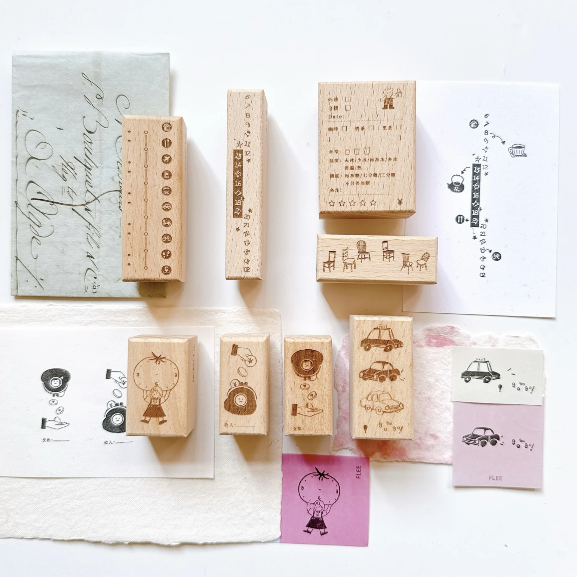 Paipai Studio Incomings OutgoingsTravel Route Planning Wooden Rubber Stamp DIY Scrapbooking Photo Album Card Making Wood Seal