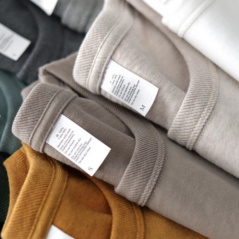 

2025 Autumn New American Retro Heavyweight Solid Color Long Sleeve T-shirt Men's Fashion 100% Cotton Washed Casual Sport Tops