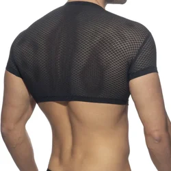 Men's Party Wear Shirt T Shirt Sissy Mesh Sleeveless Crop Top See Through Design Perfect For Extraordinary Looks