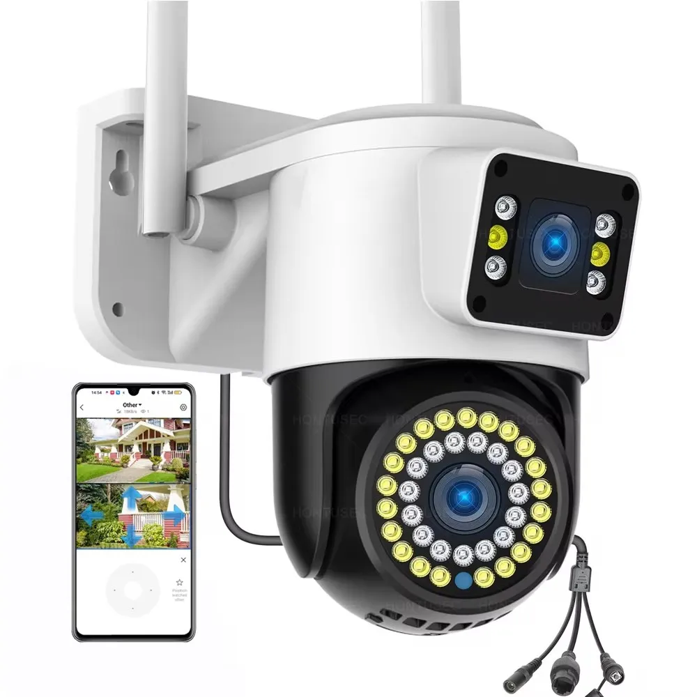 

4K 8MP YOOSEE Dual Lens Dual Screen WIFI PTZ Color Night Vision Auto Tracking Two Way Audio Outdoor IP66 Surveillance Cameras