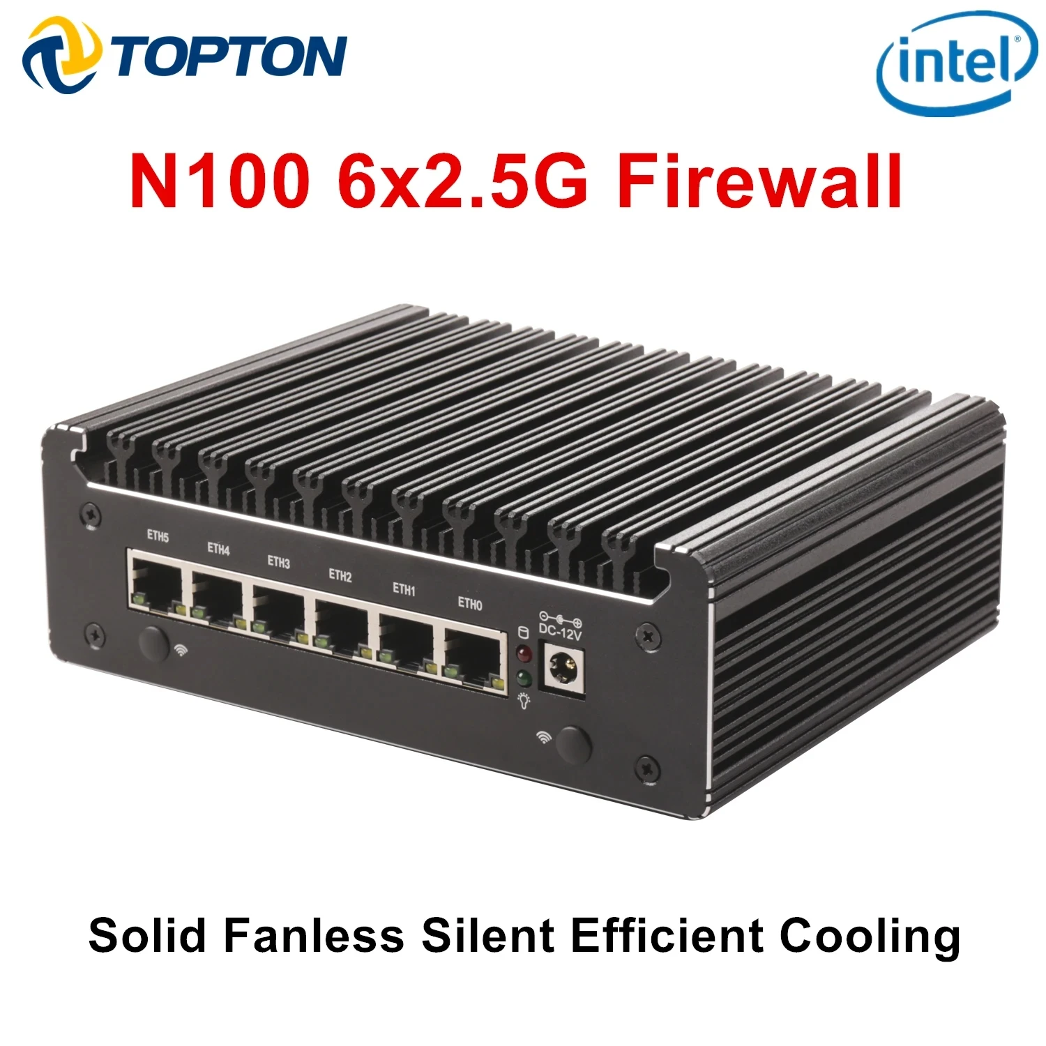 6x i226-V 2.5G Intel N100 Pentium 7505 Firewall Router Fanless Mini PC DDR4 NVMe 1COM Type-C pfSense OPNsense ESXi Mini Computer