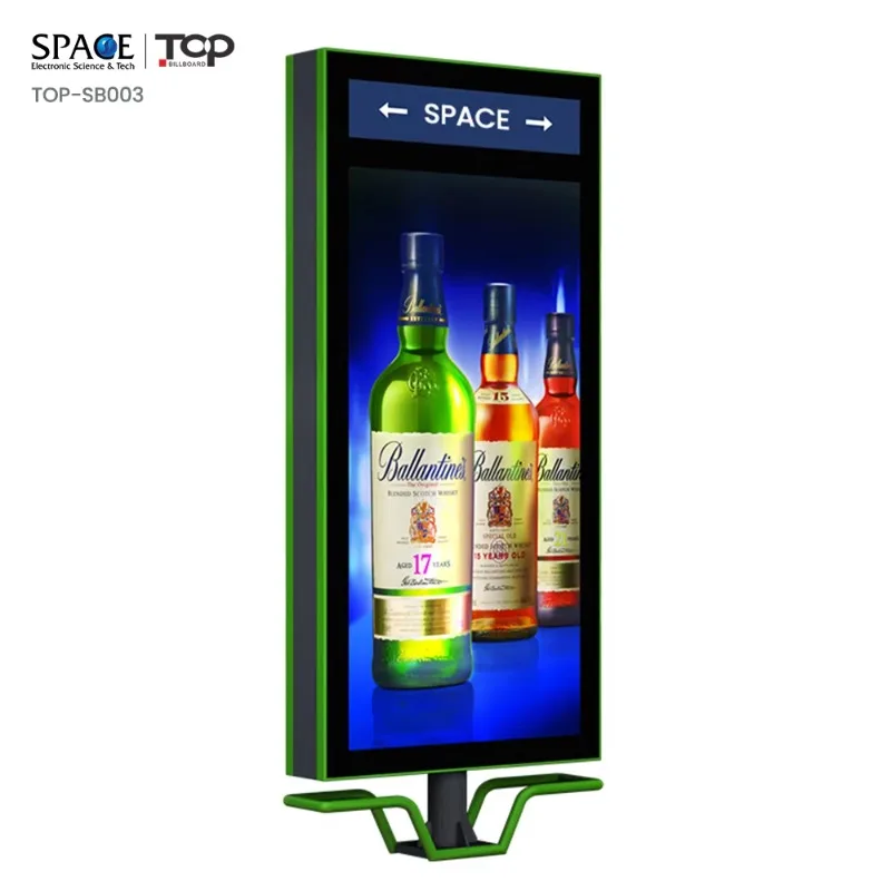 

Double Sided LED Standing Light Boxes Aluminum Alloy and Steel Solar Powered Energy Scrolling Square Pattern for Sale