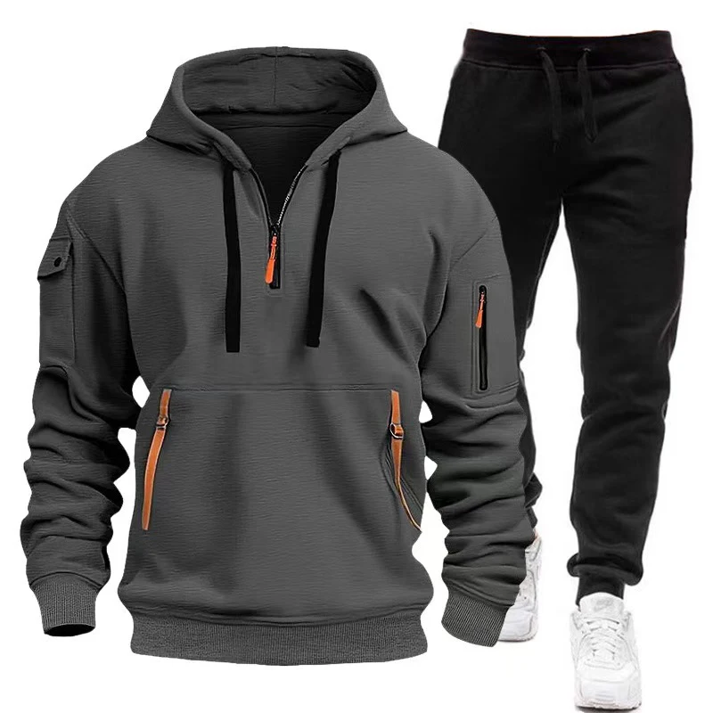 Chándal en blanco, conjuntos con capucha para hombre, dos piezas con cremallera, ropa deportiva para correr, gimnasio, ropa de diseñador de marca a