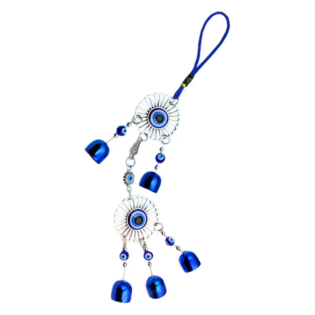

Blue Evil Eye Wind Chimes Hollow Charm Bells Car Rearview Mirror Hanging Ornament Protection Lucky Blessing Evil Eye Car Charm