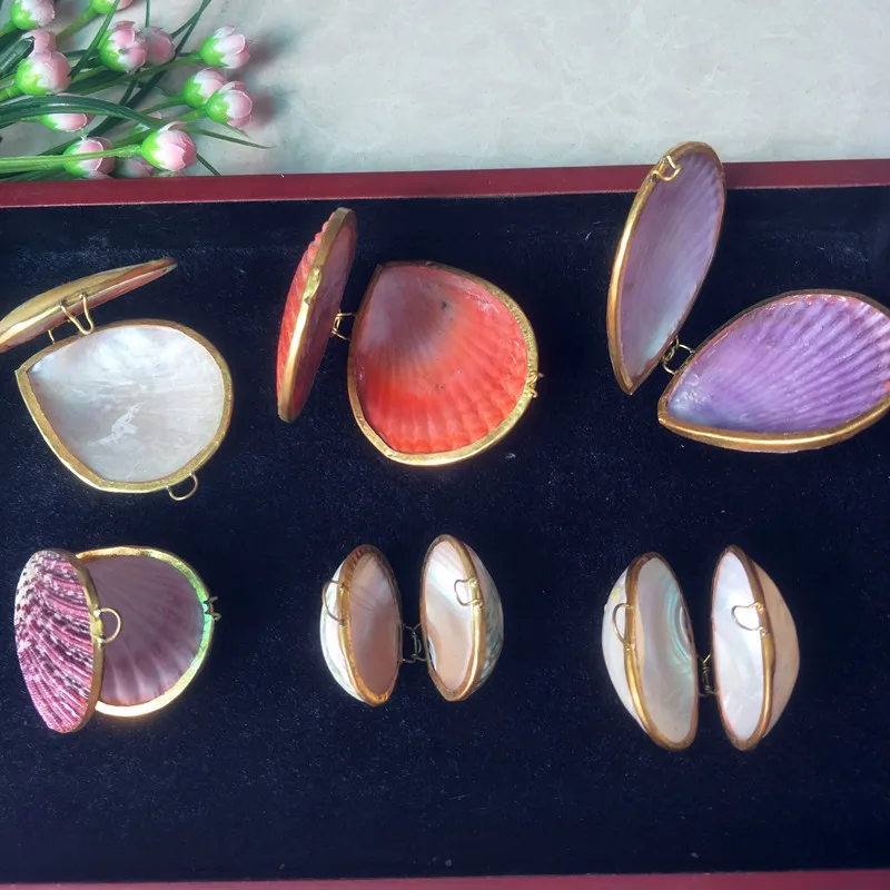 Natural Conch and Shell Creative Jewelry Box, Phnom Penh Inlaid Storage Box, Wedding and Home Gifts, Scallop Jewelry Box