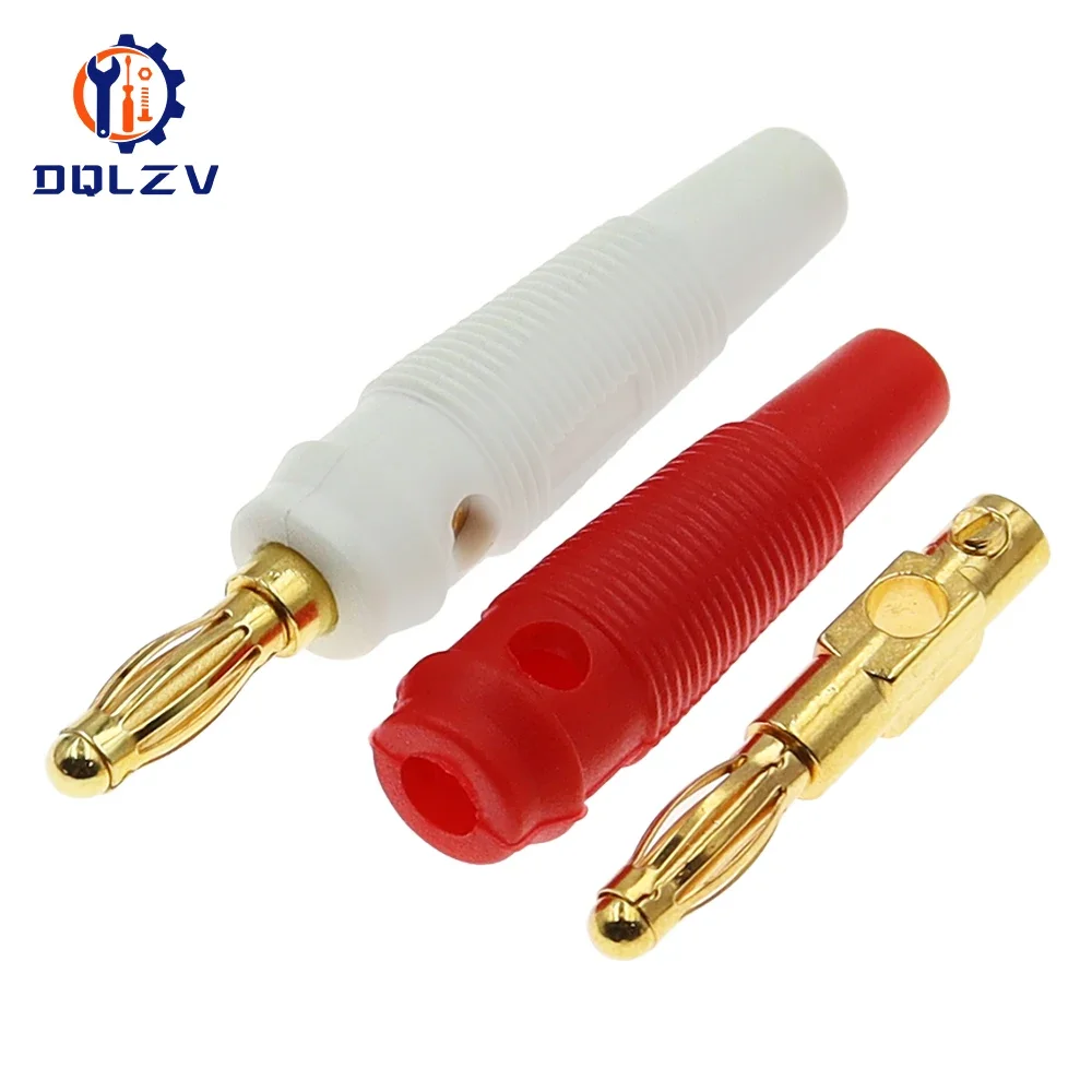 4mm Plugs Gold Plated Musical Speaker Cable Wire Pin Banana Plug Connectors Socket Red Black Blue Green Yellow