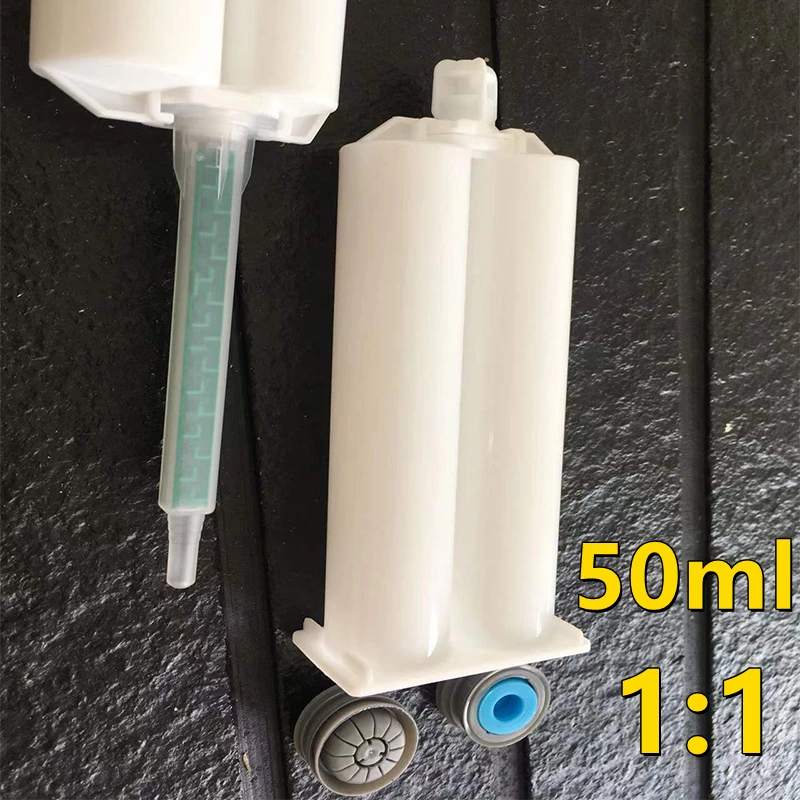 Unfilled Double-Barrel Cartridge 50ml 1:1 AB Glue Tube Set with Sealing Pistons for 50ml 1:1 Adhesives Dispensing AB Glue Gun