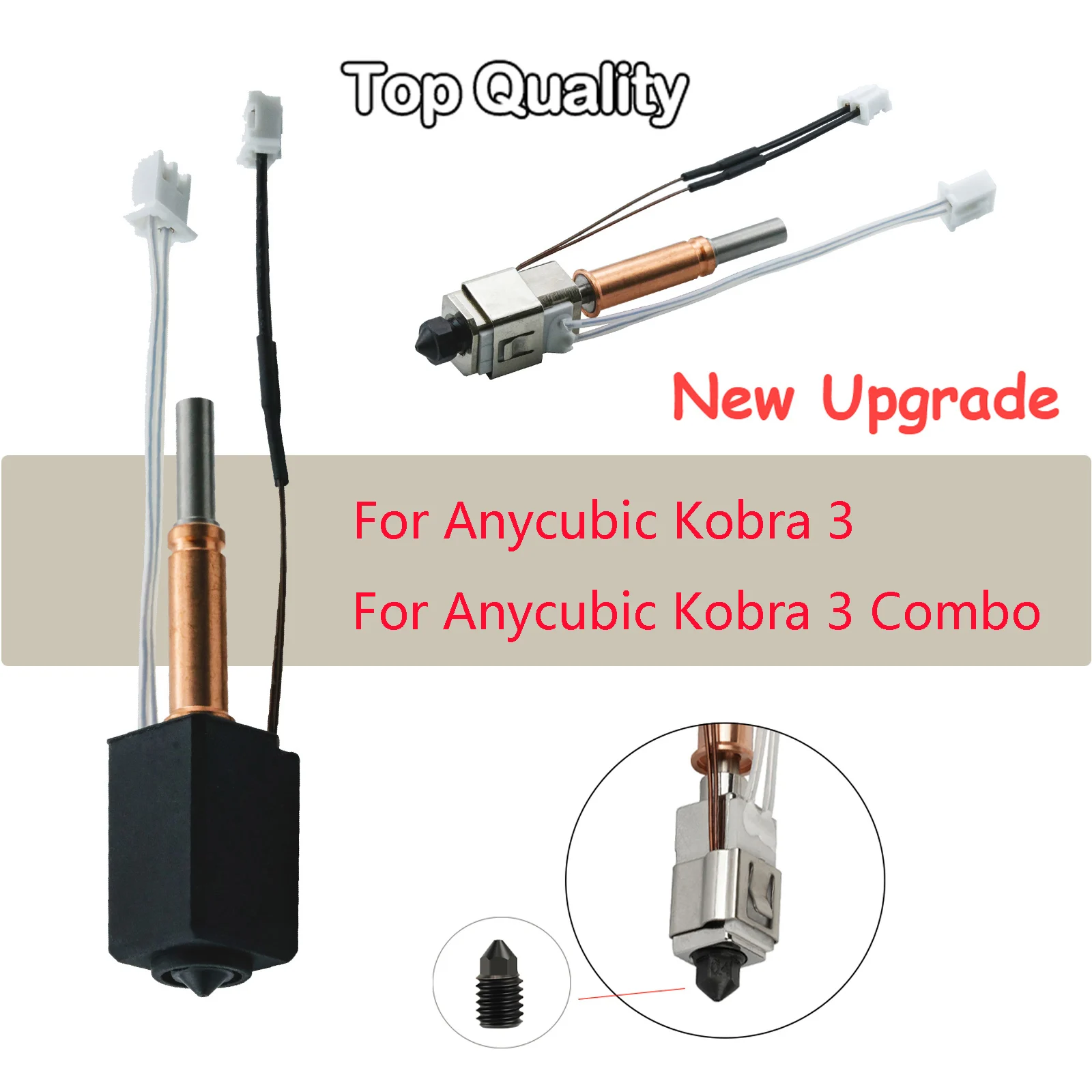 New Upgrade Hotend Kit For Anycubic Kobra 3 Brass hardened steel nozzles for Kobra 3 Combo 24V60W Heater 3D Print Accesories