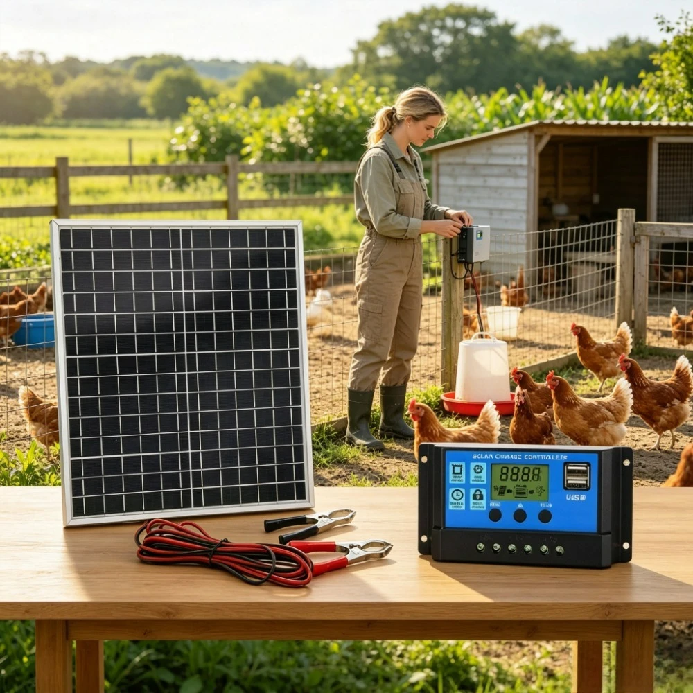 All in One 12W Monocrystalline Solar Panel Kit Aluminum Casing Solar Charge Controller with Connecting Wires Off Grid Charger