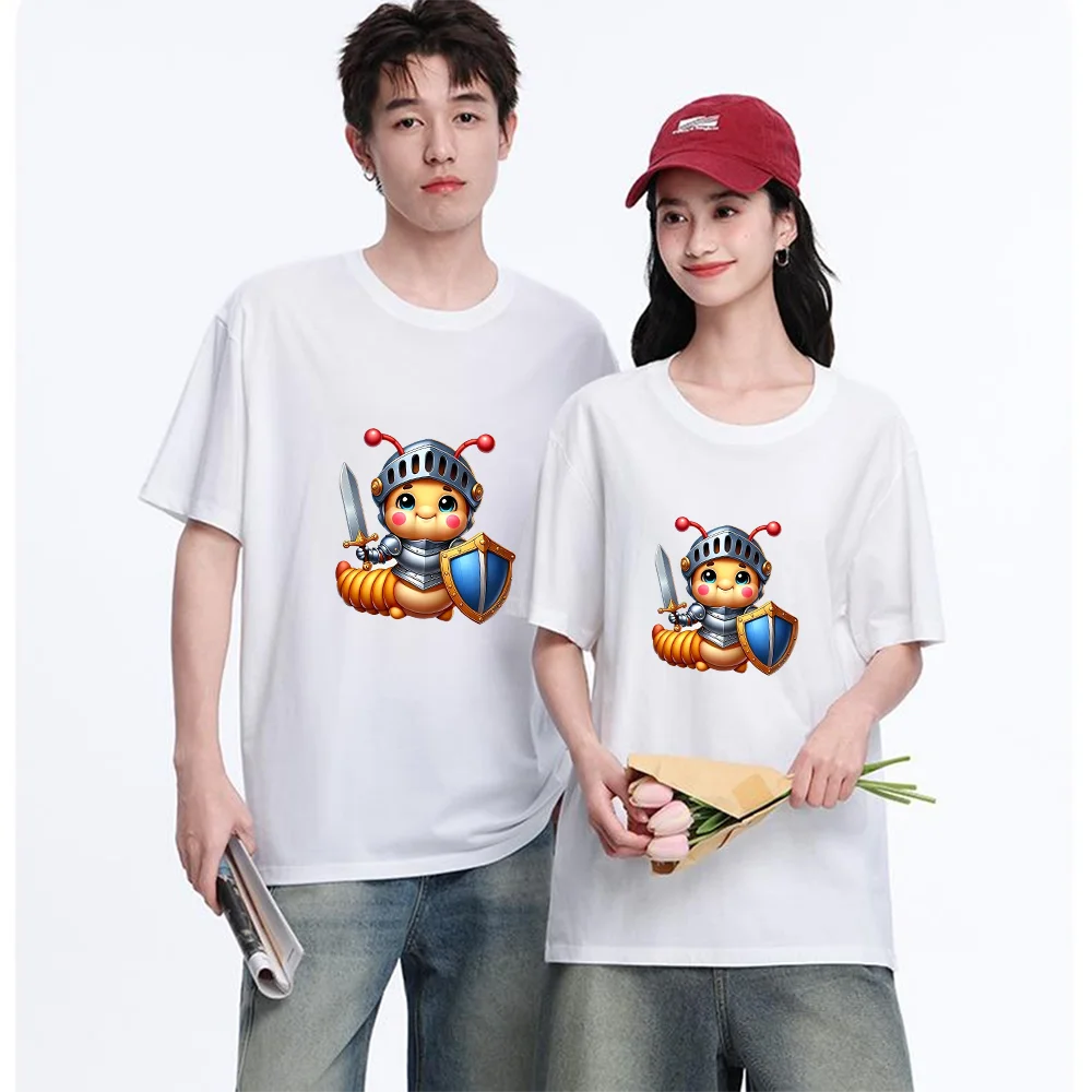 Knight Caterpillar Graphic Printed T Shirt Breathable Fabric S-XXL Personalized Custom Casual Short Sleeve Tee Aesthetic Unisex