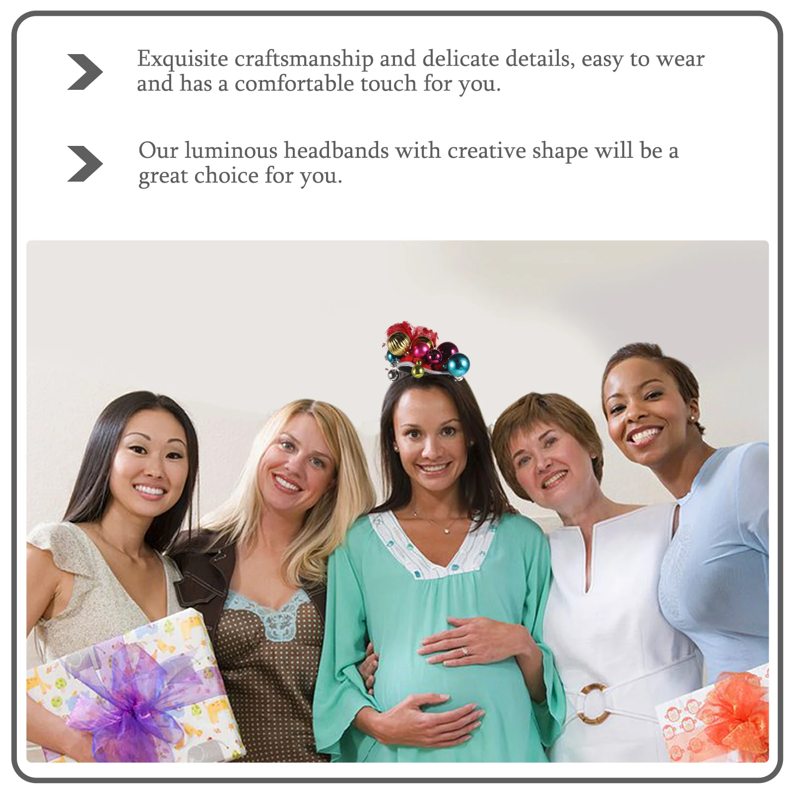 

2Pcs Glow Hair Hoops Christmas Themed Hair Band for Party Adults Decorative Head Hoops Festival Up