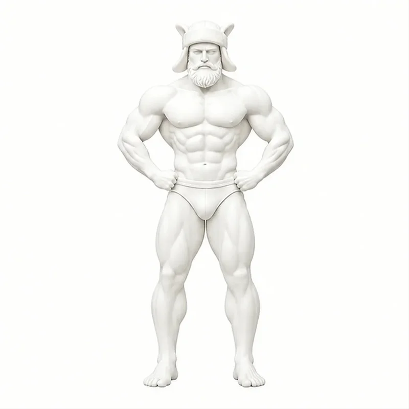 20cm Resin Russian Ukrainian Muscular Male Statue Bodybuilder Figurine Beard Helmet Fitness Gym Decor Art Gift
