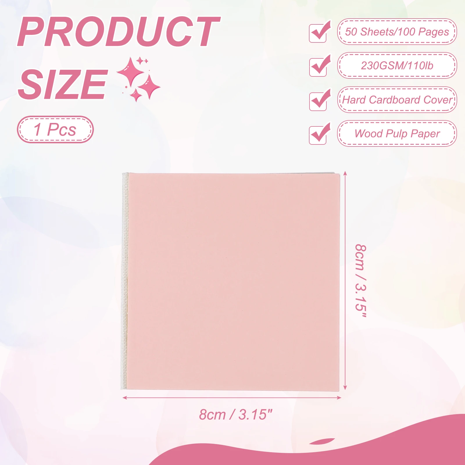 50Sheets Hardcover Pocket Watercolor Sketchbook Pad 230GSM/110lb Blank Travel Journal Sketch Book for Writing Drawing Painting