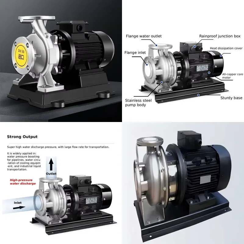 High-efficiency horizontal single-stage centrifugal pump Self-balancing electric 0.37kw high-pressure stainless steel sealed