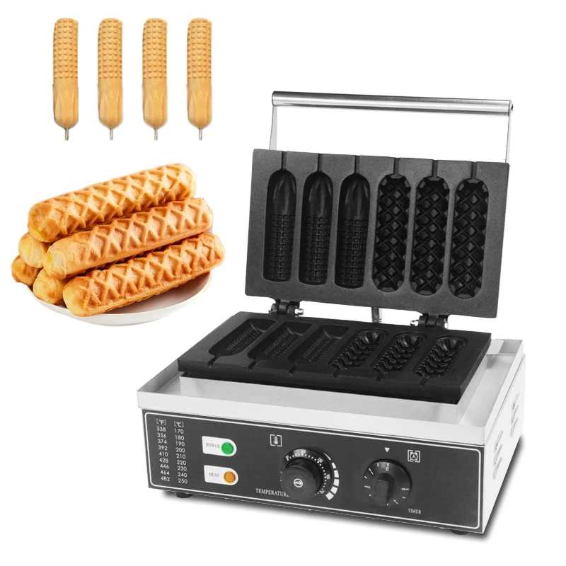 

French and Philippines Electric Muffin Corn Dog Waffle Stick Maker Non-stick 6pcs Hot Dog Making Machine