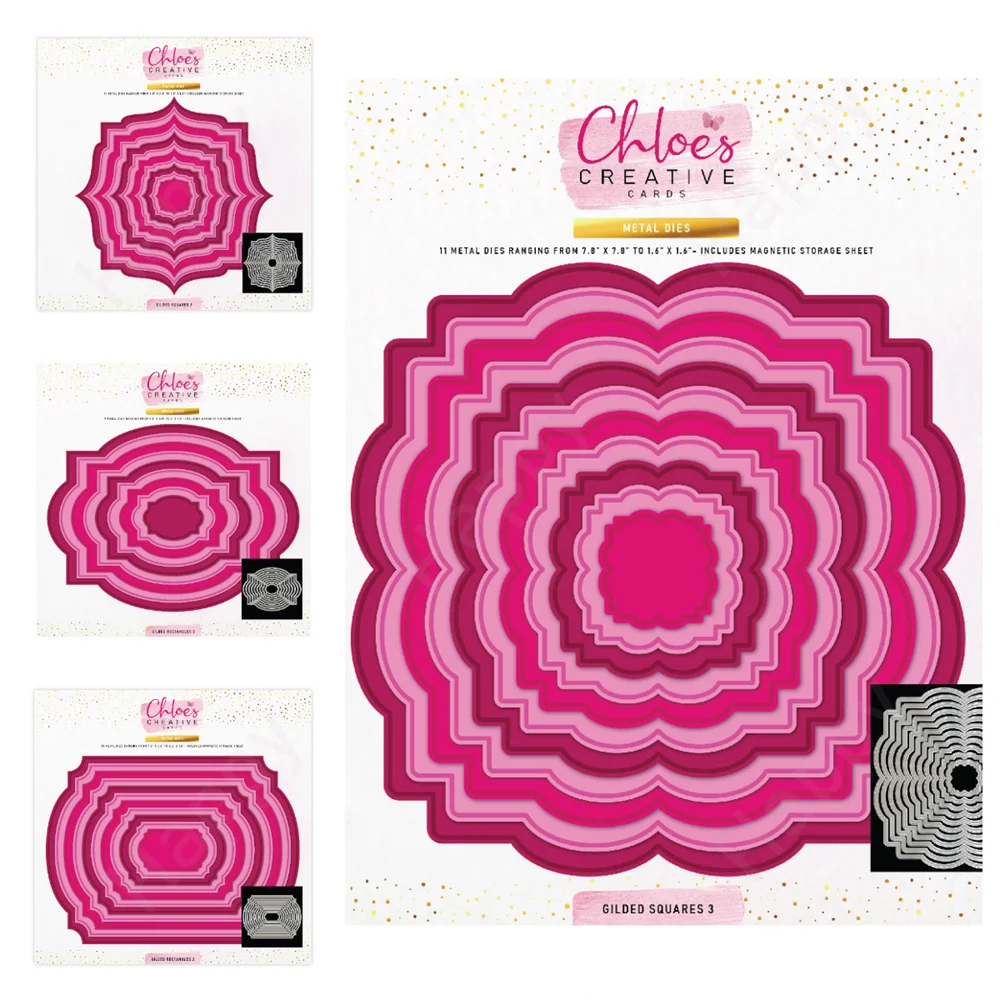 

Gilded Rectangles and Squares Metal Cutting Dies Stamps for DIY Craft Making Greeting Card Scrapbooking Embossing Template