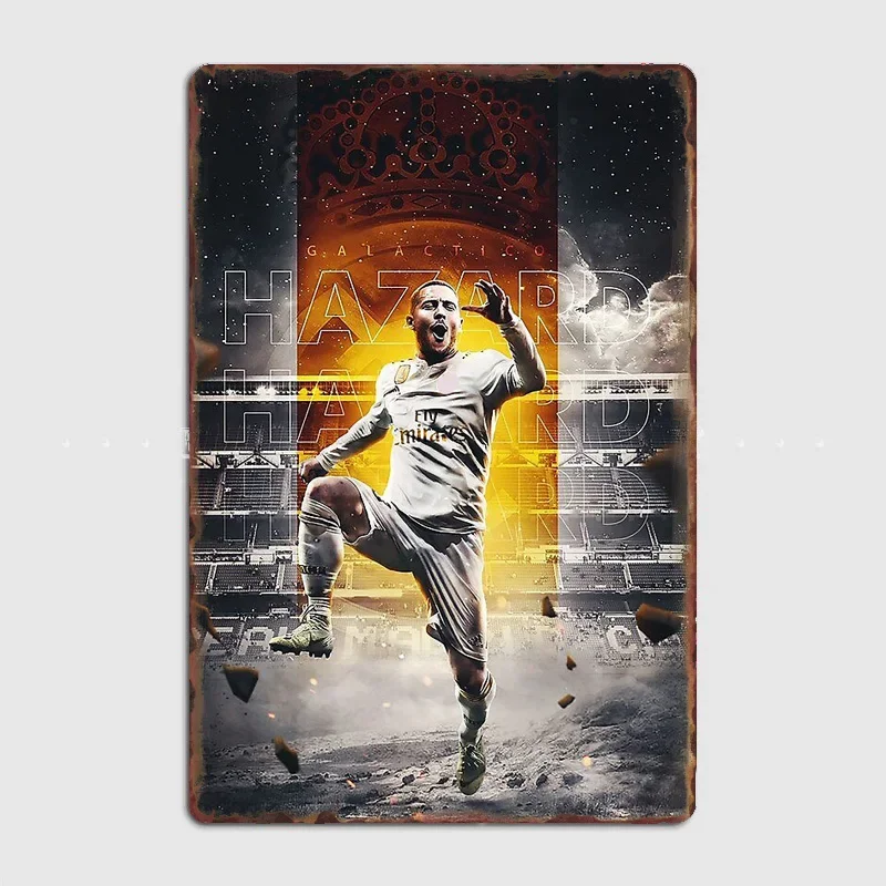 Eden Hazard Football Player Vintage Retro Metal Poster Sign Garage Club Custom Wall Decor Tin Room Decor Home Decor