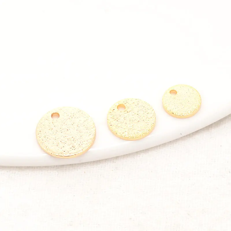 8MM 10MM 12MM 14K Gold Color Brass Frosted Round Charms Jewelry Making Supplies Diy Findings Accessories