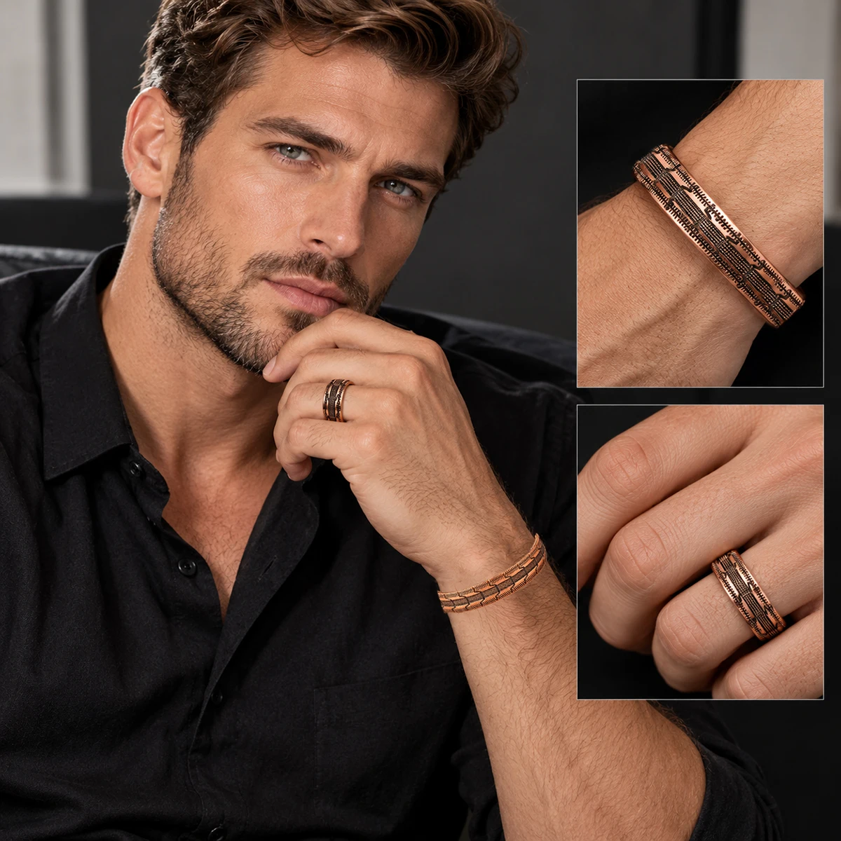 Vintage Copper-Plated Magnetic Couple Bracelet Gift
