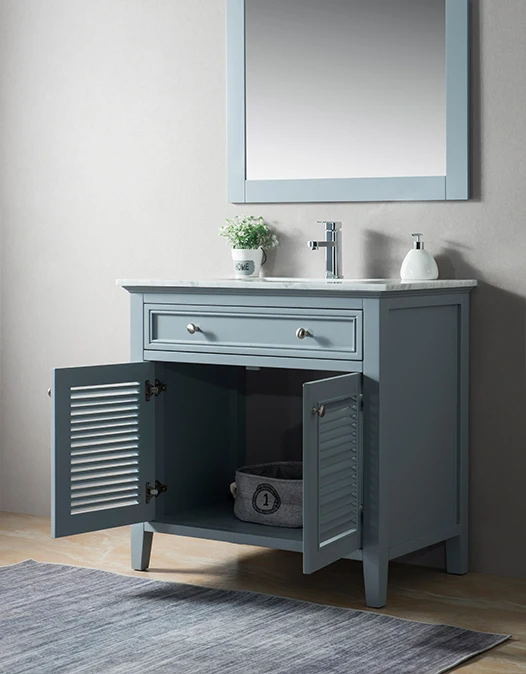 Modern Luxury 36-Inch Dark Grey Bathroom Vanity Cabinet with Countertop for Hotel Use