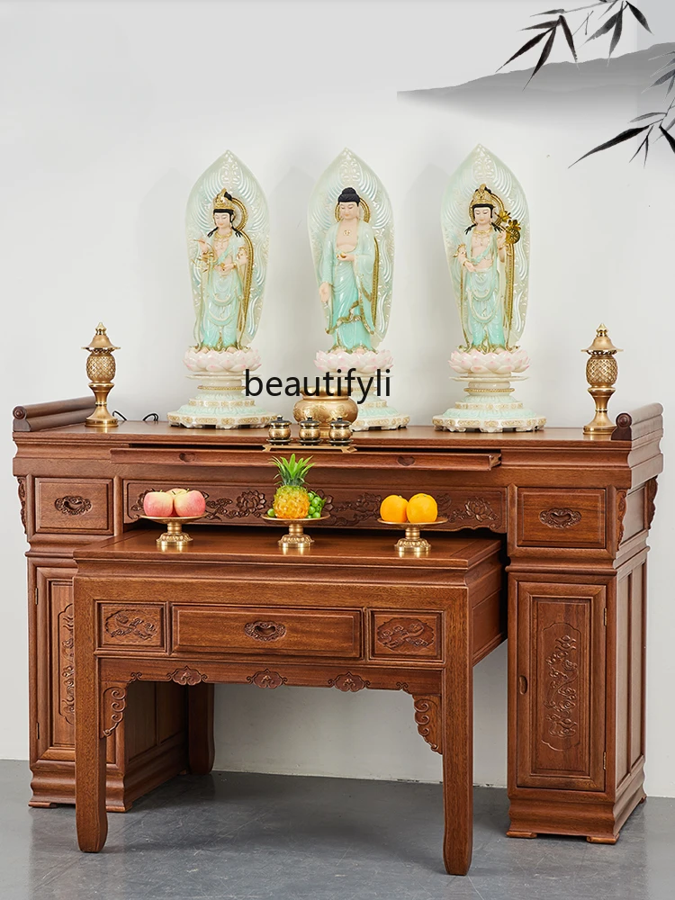 

Burner Table Household Solid Wood New Chinese Buddha Table Modern Living Room Incense Table Buddha Shrine Middle Hall Cabinet