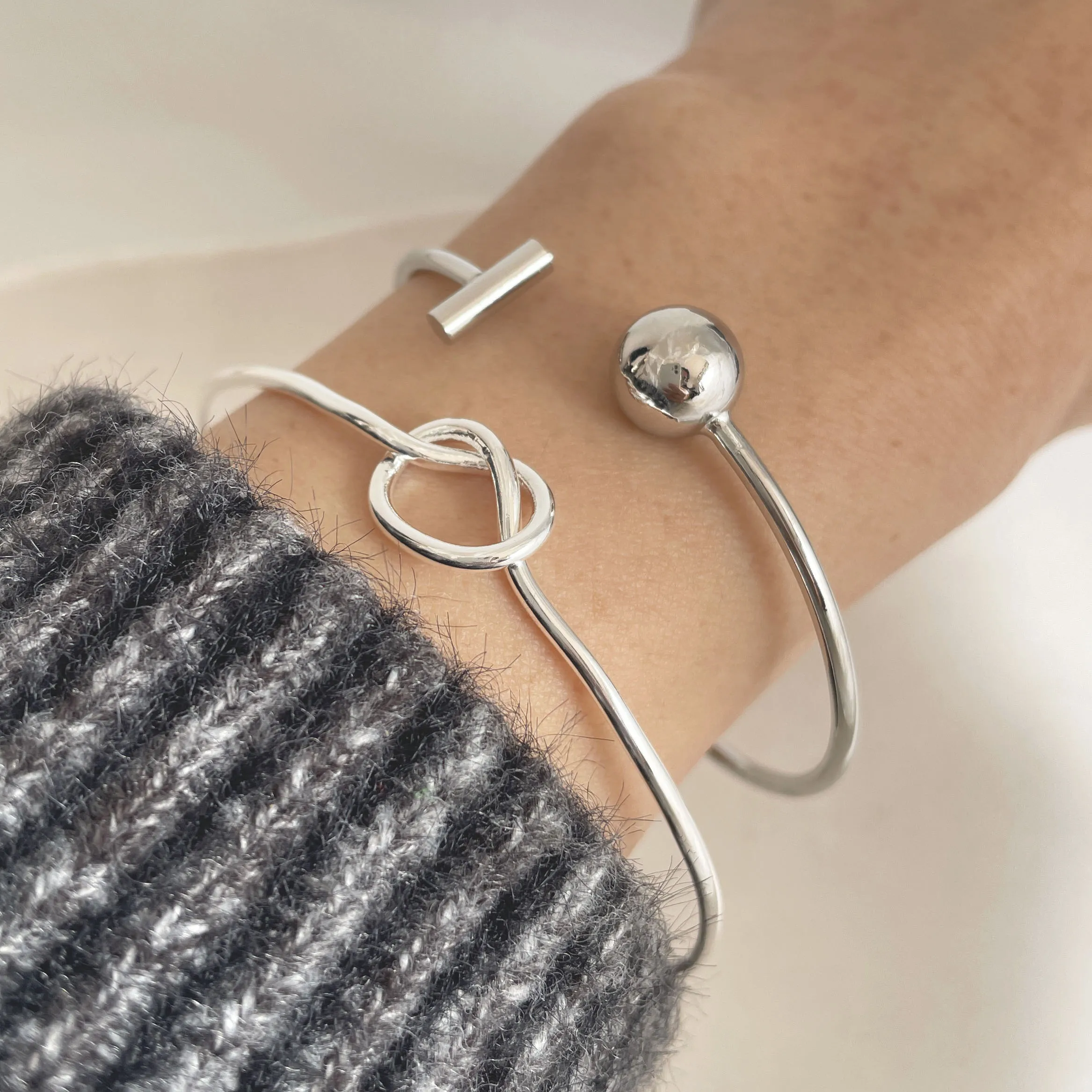 

100% Solid 925 Sterling Silver Metal Bracelet for Women Vintage Handmade Simple Geometric Knot Bracelet Birthday Gift Party