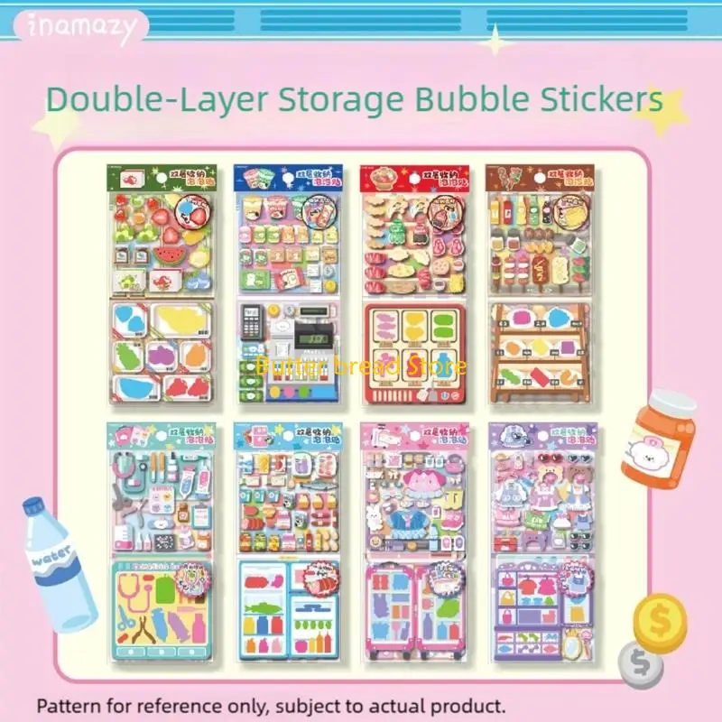 W89C Pack of 1 Waterproof Bubble Sticker Double Layer for Childrens Art Projects