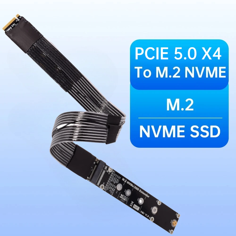 

M.2 NVMe SSD Extension Cable Hard Drive PCle 5.0 M.2 SSD PCI-Express 5.0 X4 M Key Extender for M.2 2230 2242 2260 2280 22110 SSD