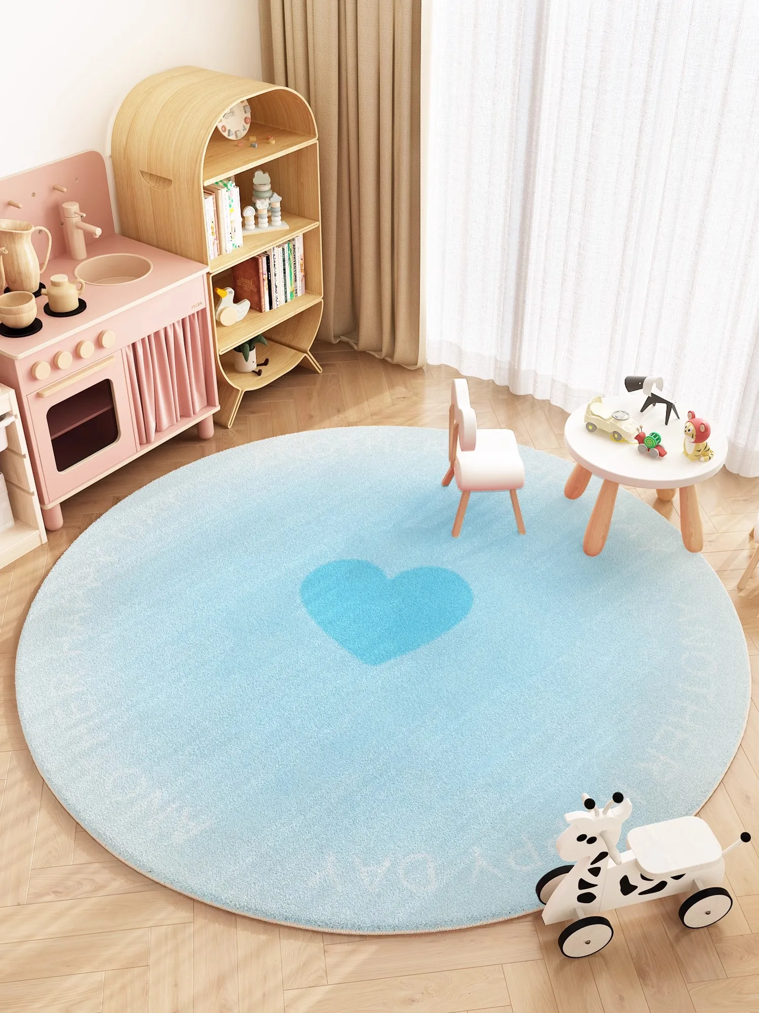 Cute Round Living Room Large Area Carpet Love Pattern Bedroom Bedside Carpets Gradient Color Girl's Room Rug Plush Soft Rugs 양탄자