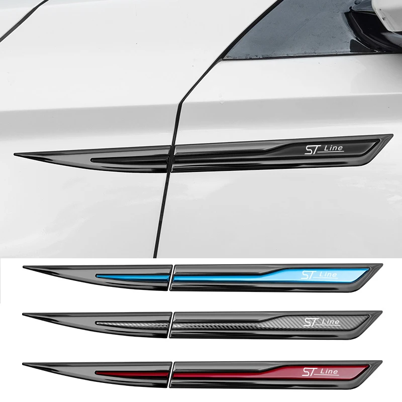 2 قطعة باب السيارة الحاجز الجانب شفرة شارة جسم السيارة واقية سيارة ملصق معدني لفورد فوكس MK4 ST خط ملصق اكسسوارات #1