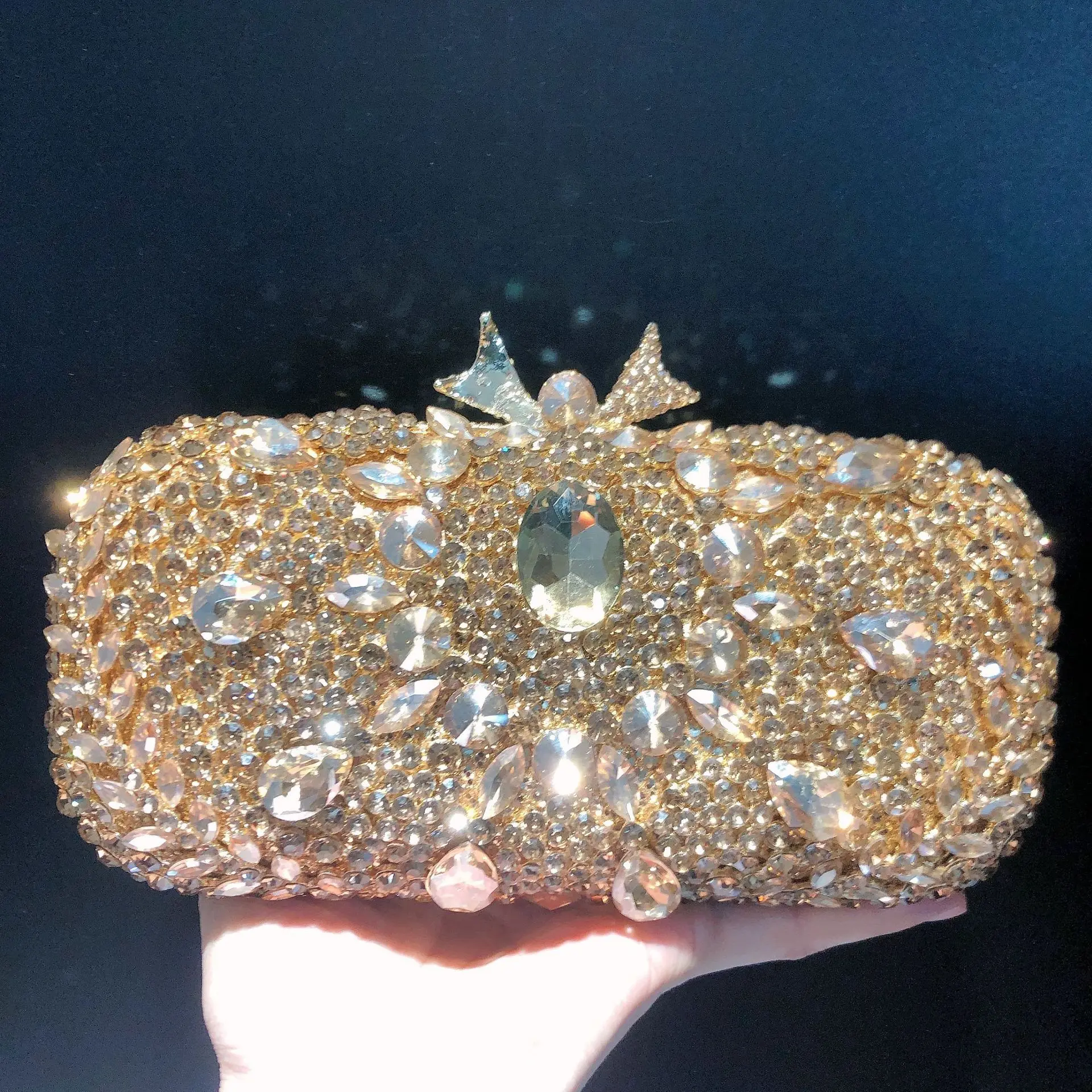 

Diamond Gift Handbag Craft Diamond Dress Bag Evening Gold Handbag Snowflake Dinner Bolsas De Fiesta Noche Floral Beaded Tote Bag