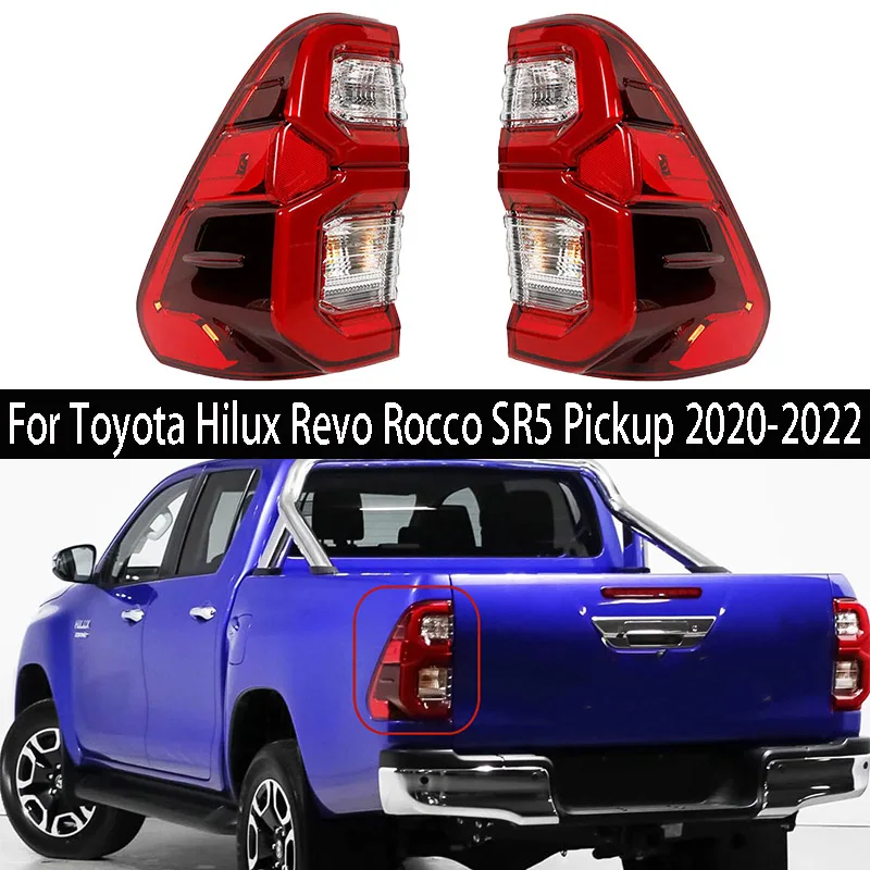 

LED Tail Lamp Assembly For Toyota Hilux Revo Rocco SR5 Pickup 2020-2022 with Blubs Wire 815600K430 815500K430