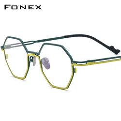 FONEX-女性用ピュアチタンサングラス,レトロスタイル,オプティカルポリゴングラス,ヴィンテージ,近視,f85767,2023