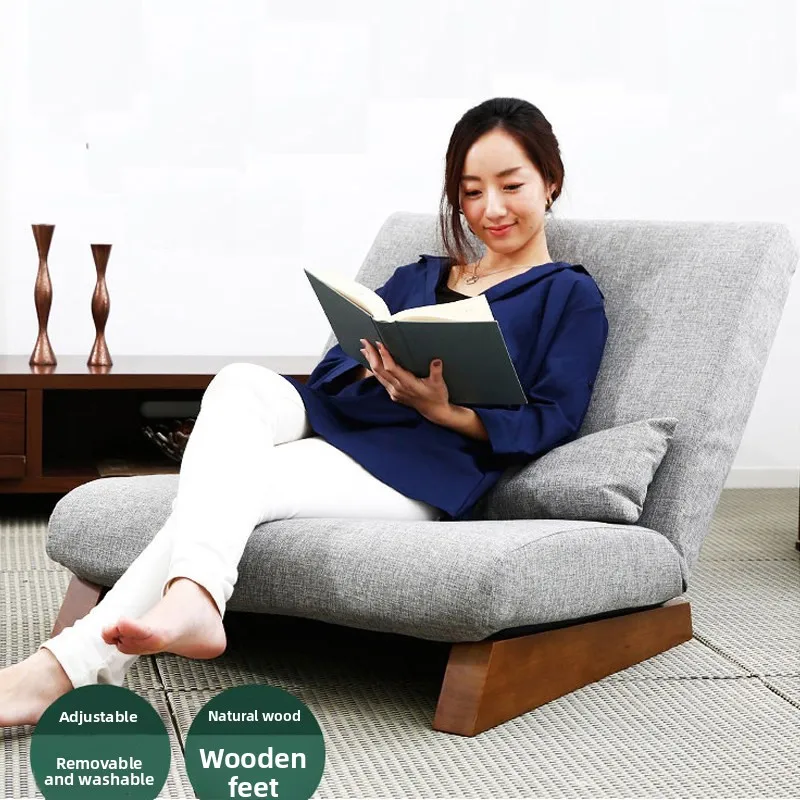 #Lazy Mini Sofa Single-seat Backrest Foldable Balconies Bedrooms Low-profile Minimalist Modern Cotton Cover Removable Washable